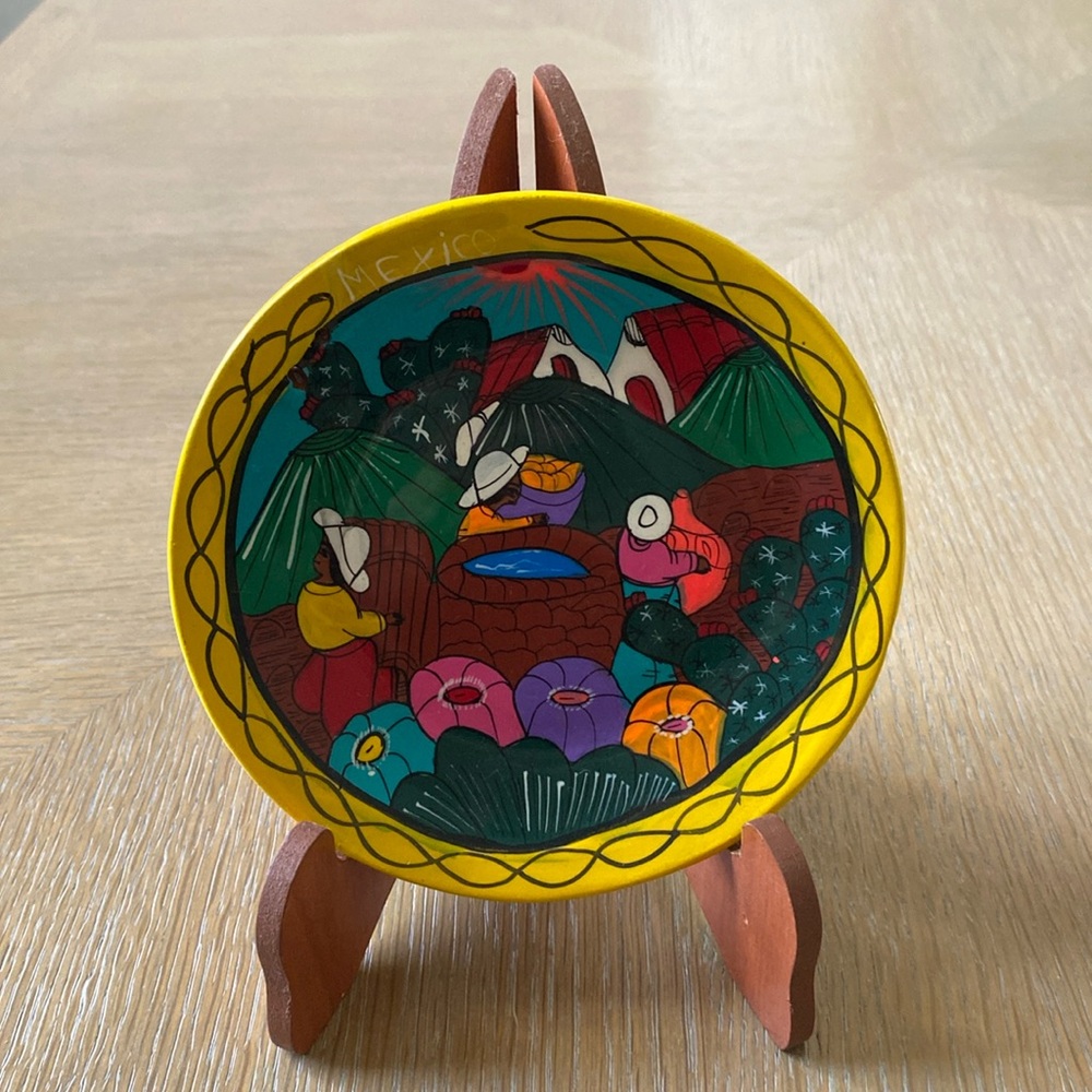 Vintage Mexican Folk Art Clay Terra Cotta Hand Painted souvenir